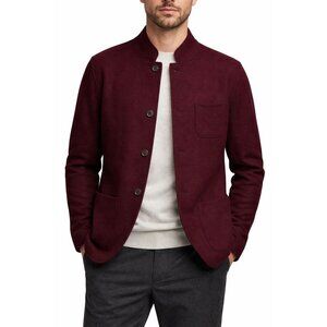 Harris Wharf London Nehru Jacket Boiled Wool Band Collar Blazer